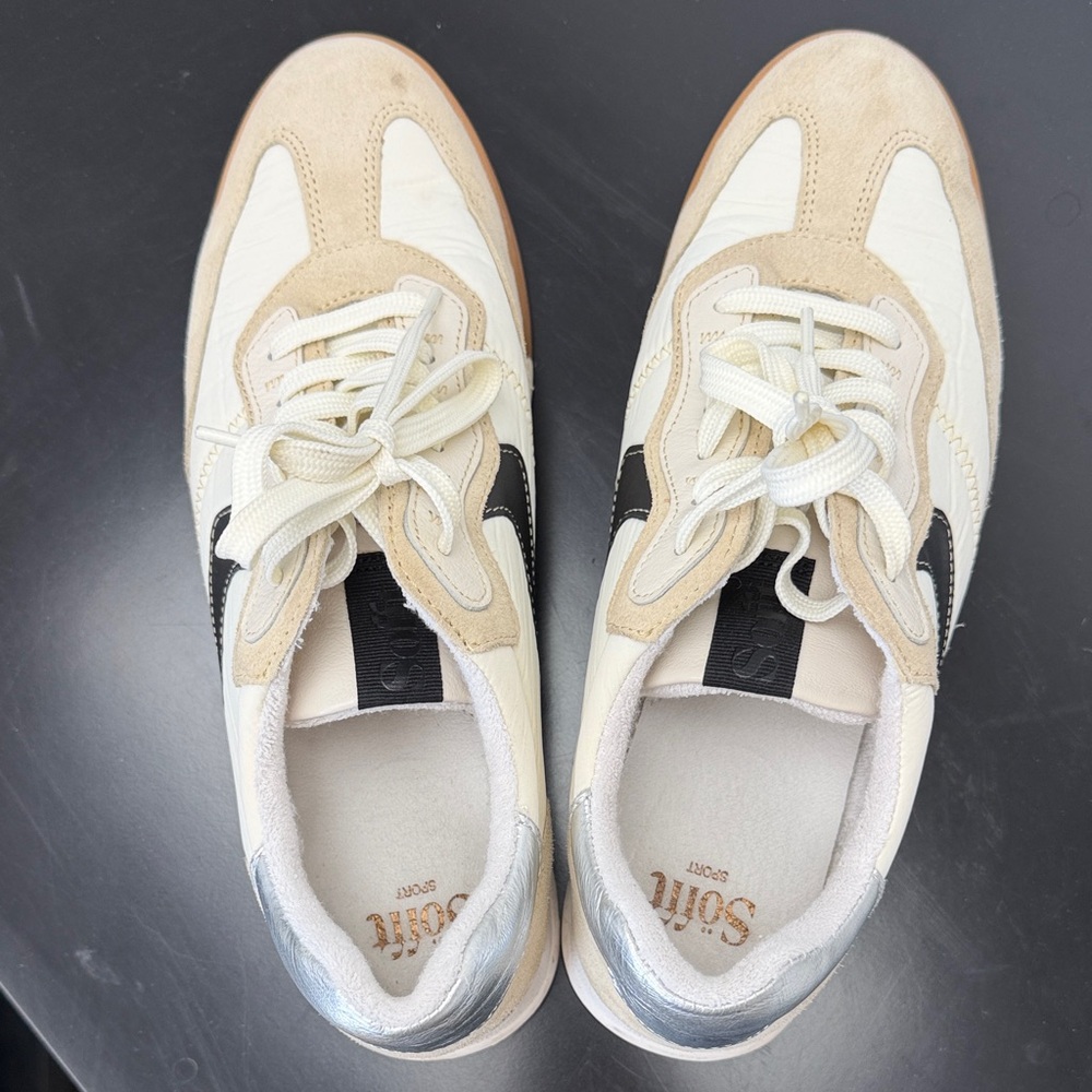 Sofft Neutral Cream & Beige Retro Runner Sneakers with Black Accent - Picture 2 of 3